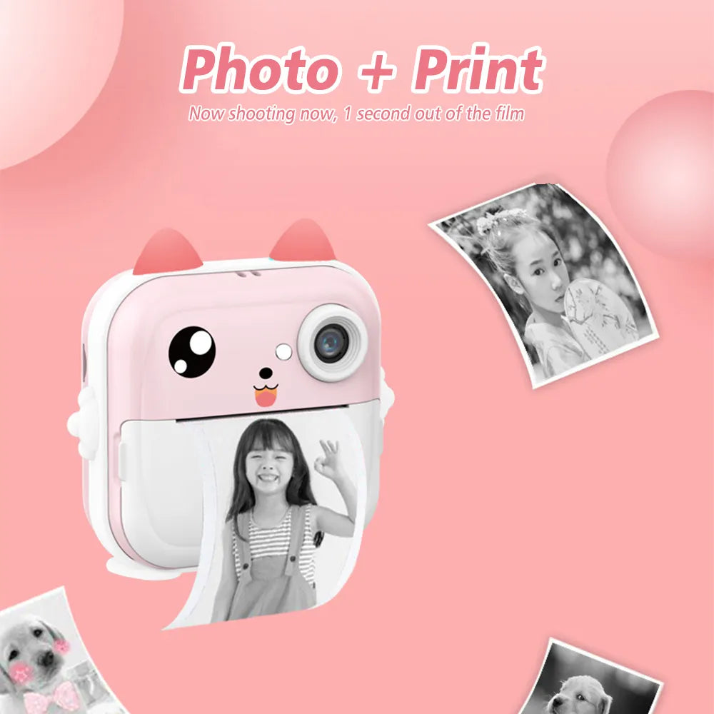 Crouch Instant Print Photo Kids Camera Mini Thermal Printer Video Digital Children Camera For Photography Educational Toys Gift